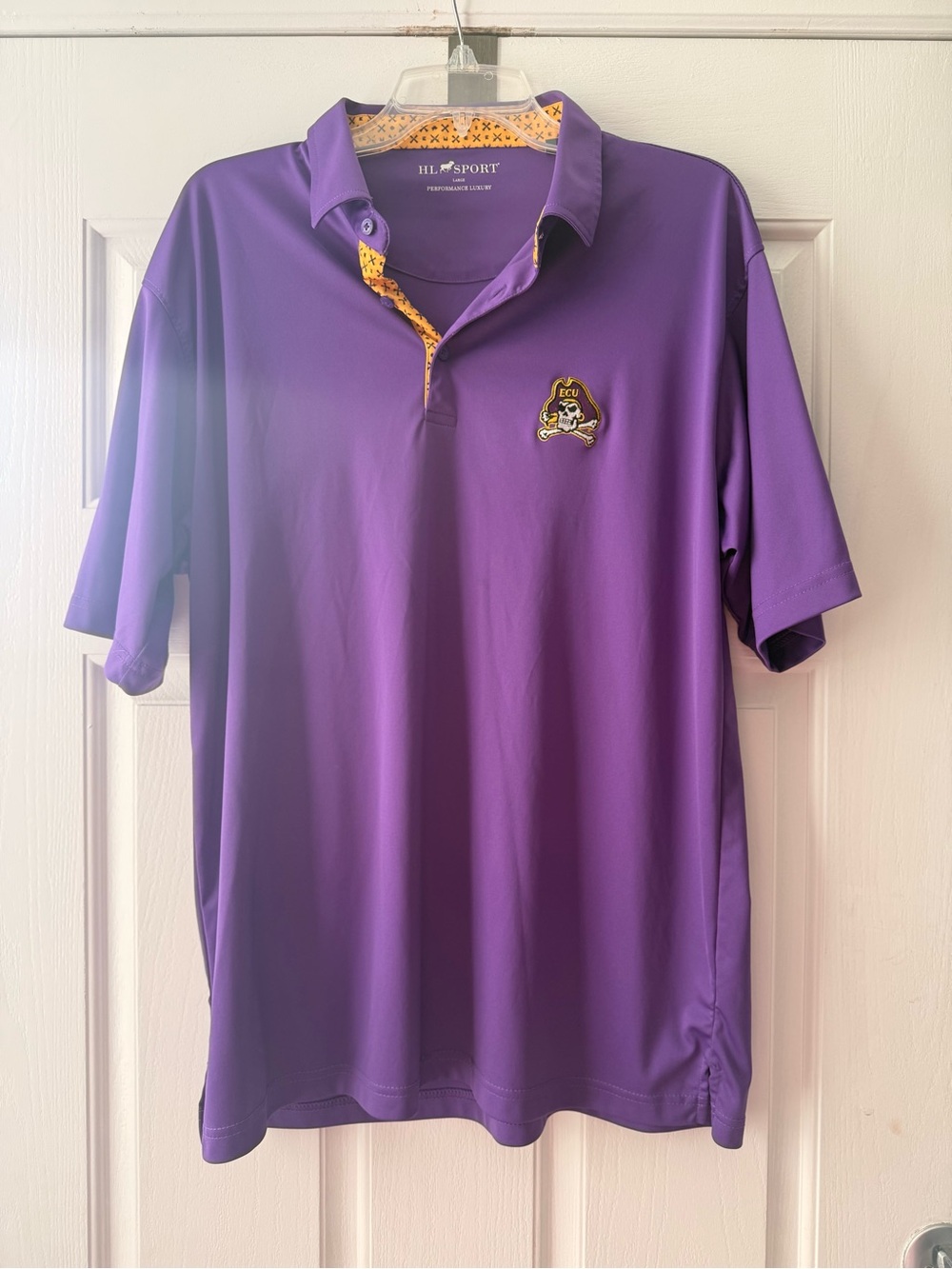 Horn Legend Sport Purple Performance Polo Shirt - ECU Logo